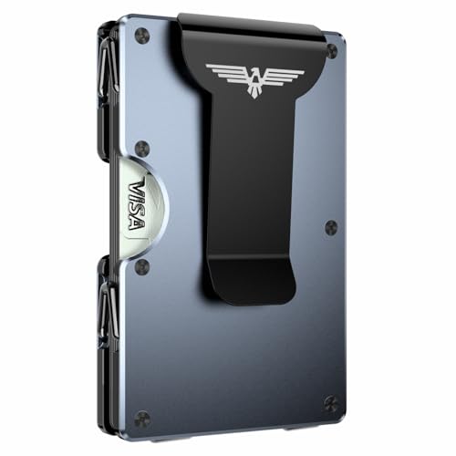 Lenvoten Upgraded Hinged Minimalist Wallet for Men, RFID Blocking Wallet - color: S4-Matte Grey