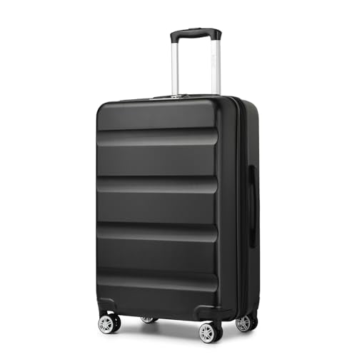 Kono 24 Inch Expandable Hardshell Luggage with Spinner Wheels Black - color: Black, size: Checked-Medium 24 Inch