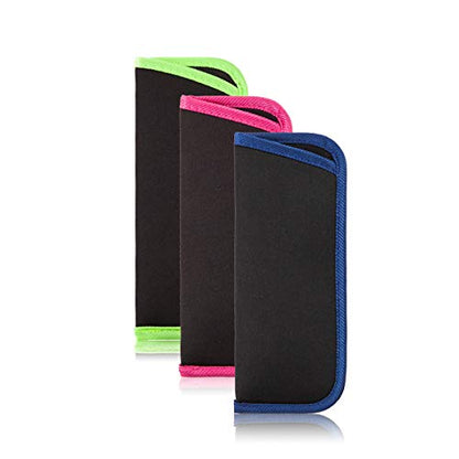 TRIUMPH VISION 3 Pack Reading Glasses Pouch Soft Case Eyeglass Sleeve Slim - color: Blue,light Green,bright Pink, size: Large