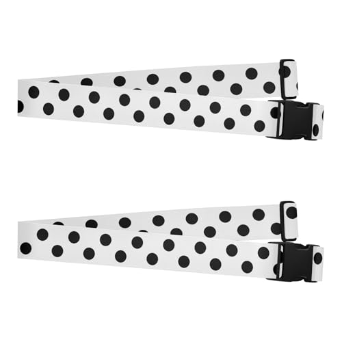 Polka Dots Black White Luggage Straps for Suitcases Luggage Belt Suitcase Strap with Buckles Packing Travel Adjustable 2 Pack