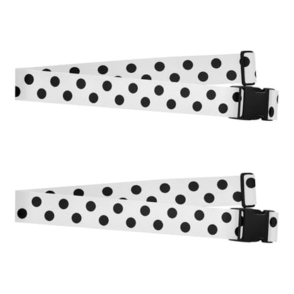 Polka Dots Black White Luggage Straps for Suitcases Luggage Belt Suitcase Strap with Buckles Packing Travel Adjustable 2 Pack
