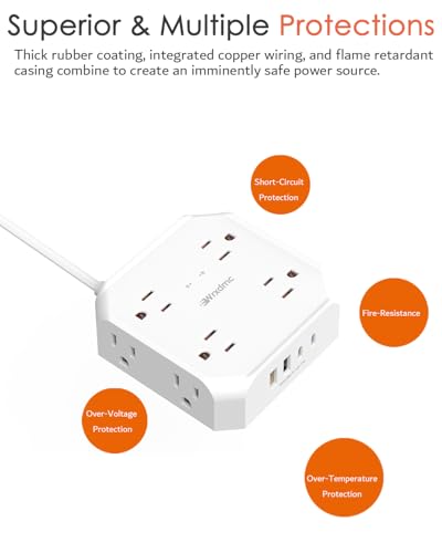 2 Prong Power Strip, WRXDMC 2 Prong to 3 Prong Outlet Adapter - size: 10FT White