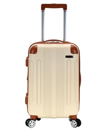 Rockland London Hardside Spinner Wheel Luggage, Carry-On 20", White - color: White with Brown Trim, size: Carry-on 20"