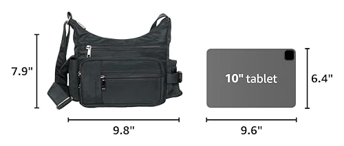 VOLGANIK ROCK RFID Anti Thief Crossbody Bag for Women Waterproof Shoulder Bag Messenger Bag Casual Nylon Purse Handbag - color: Black