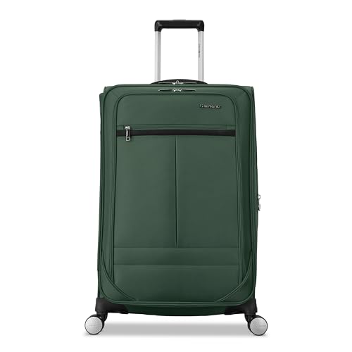 Samsonite Soft-Sided 25-Inch Lightweight Medium Checked Expandable Element Suitcase: Durable, 360° Spinner Wheels, Adjustable Telescopic Handle, 2 Front & 1 Side Pocket- Bistro Green - color: Bistro Green, size: 25-Inch Checked-Medium