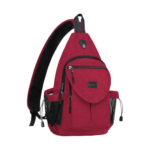 MOSISO Crossbody Sling Bag for Women, Shoulder Backpack, Hiking Daypack Bag - color: Red