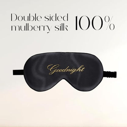 ZIMASILK Adjustable 100% Mulberry Silk Sleep Mask - color: 1 Pack - Good Night - Black