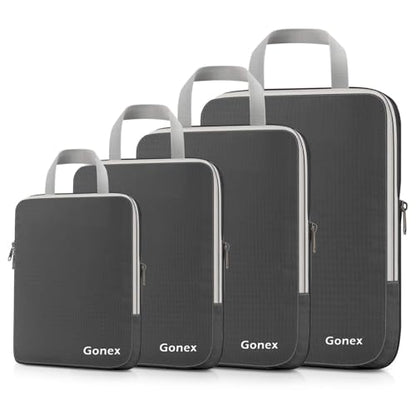 Gonex Compression Packing Cubes, 4-Piece Expandable Travel Organizers - color: 4-Deep Gray, size: 4 Set
