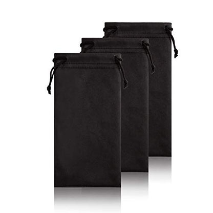 TRIUMPH VISION Glasses Case Soft Eyeglass Case Sunglass Pouch Cloth 3 Pack - color: 3 Pack (Black)
