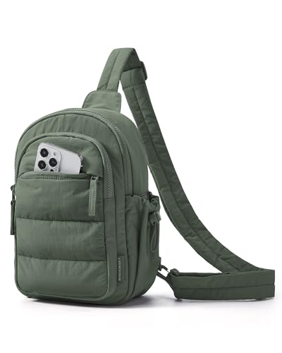 BAGSMART Small Sling Bag for Women, Puffer Crossbody Bag Hobo Handbag - color: Sage
