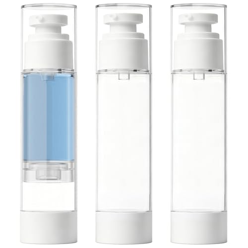 Clear Airless Pump Bottles, Vacuum Travel Cosmetic Containers - size: 100ml (3pack)