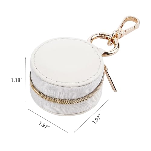 Jewelry Ring Holder Keychain Small Portable Travel Sports Case, White - color: White