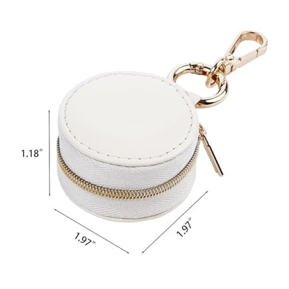Jewelry Ring Holder Keychain Small Portable Travel Sports Case, White - color: White