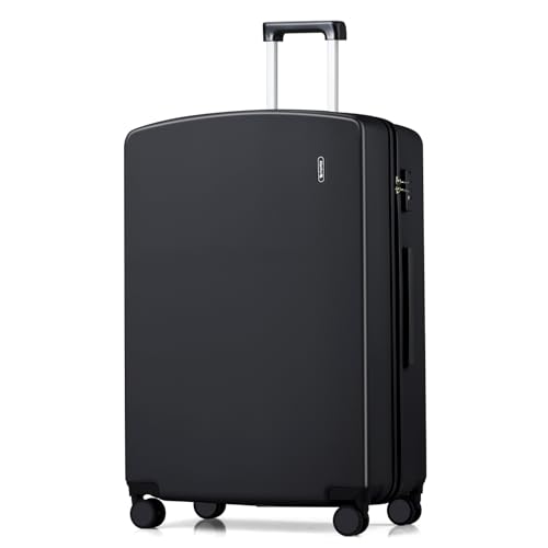 Hanke 28 Inch Large Checked Luggage, Hard Shell with TSA Lock & Wet Pocket - color: Jet Black, size: 28 Inch