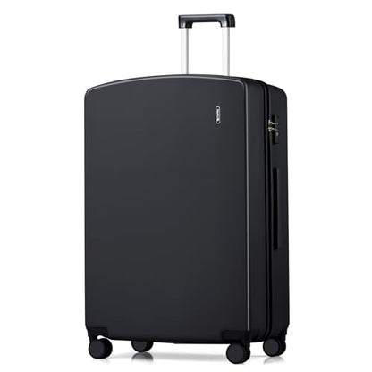 Hanke 28 Inch Large Checked Luggage, Hard Shell with TSA Lock & Wet Pocket - color: Jet Black, size: 28 Inch