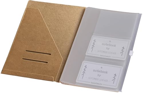 Kraft File Folder + Zipper Pouch & Card Sleeve Travel Accessories Kit for A5 Size Travelers Notebook, 5.5"x8.25" - size: A5 Size