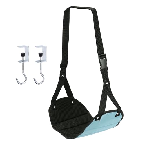 PATIKIL Airplane Footrest Adjustable Foot Hammock with Hooks Pale Blue - color: Pale Blue