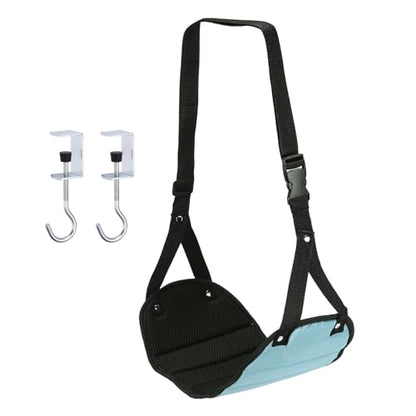 PATIKIL Airplane Footrest Adjustable Foot Hammock with Hooks Pale Blue - color: Pale Blue