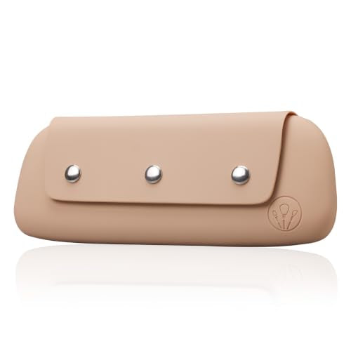 3 in 1 Silicone Makeup Brush Holder Portable Travel Brush Case Organizer - color: Walnut