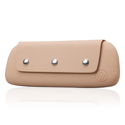 3 in 1 Silicone Makeup Brush Holder Portable Travel Brush Case Organizer - color: Walnut