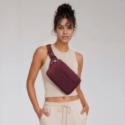 TOPEAST Waist Pack 3.5L Fanny Packs with Water Bottle Holder - color: Burgundy