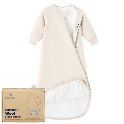 KaiyaBaby Organic Cotton Baby Sleep Sack, Long Sleeve 1.0 TOG, 18-36M - color: Cream, size: 18-36M