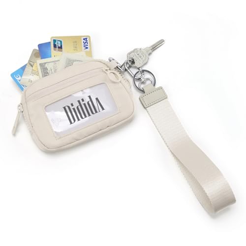 The Iris Wallet Zipper Mini Coin Purse Keychain ID Holder Wallet - color: Beige1