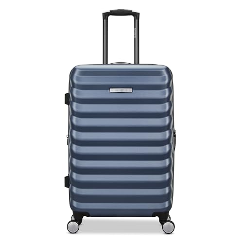 Samsonite Hard-Sided 24-Inch Lightweight Checked Medium Expandable Element Suitcase: Durable, 360° Spinner Wheels, Adjustable Telescopic Handle, TSA-Approved Lock - Captains Blue - color: Captains Blue, size: 24-Inch Checked-Medium