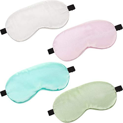 BBTO 4 Pack Silk Sleep Eye Mask, Light Green, Emerald, Silver, Light Pink - color: Light Green, Emerald, Silver, Light Pink