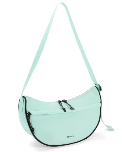 ECOHUB Anti Theft Crossbody Bag for Women & Men, Lightweight Nylon Crescent Shoulder Bag with RFID Pocket, Adjustable Strap - color: Mint Green