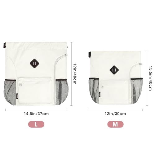WANDF Drawstring Backpack with Shoe Compartment, Sports Gym Bag - color: S, Beige, size: Small