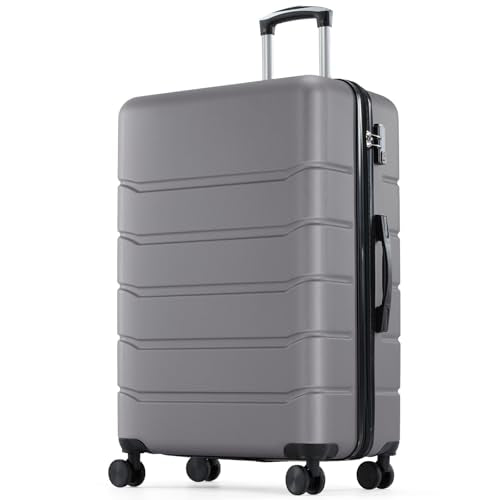 Sweetcrispy 28 Inch Checked Luggage, Suitcase with Spinner Wheels - color: Dark Grey, size: 28 Inch