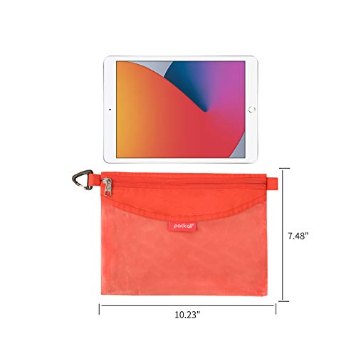 pack all Water-Resistant Zipper Pouch, Mesh Zipper Bag, 10.23"x7.48" - color: Orange, size: Medium