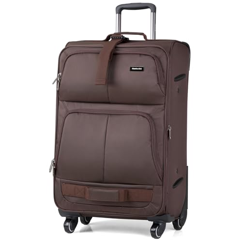 Hanke 28 Inch Softside Expandable Checked Luggage with 4 Spinner Wheels - color: Coffee, size: 28 Inch