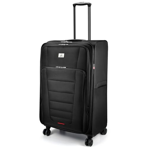 Verdi Softside Expandable 28 Inch Luggage with Spinner Wheels Lightweight Large Suitcase (Black, Checked-Large 28-Inch) - color: Black, size: Checked-Large 28-Inch