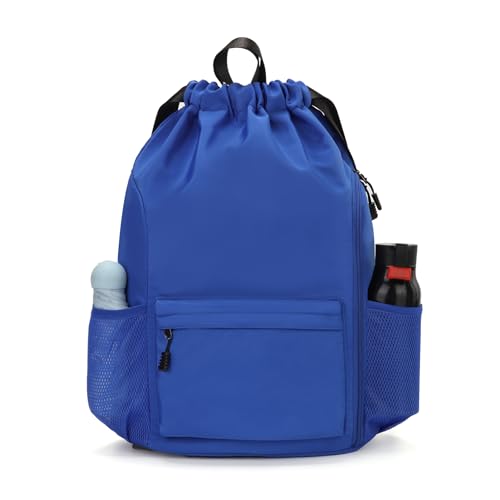 Valleycomfy Waterproof Drawstring Gym Backpack Bag for Men & Women Blue - color: A-blue