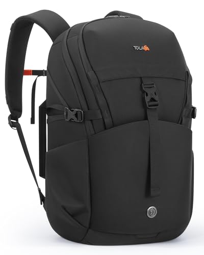 Tolaccea 30L Travel Backpack 15.6" Laptop Carry On Daypack for Work College - color: Black