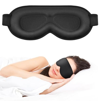 Sleep Mask for Side Sleeper Women Men, Eye Mask for Sleeping Light Blocking, 3D Contoured Cup Sleeping Mask, Soft Breathable Sleep Eye Mask with Adjustable Elastic Strap for Travel - color: Black01