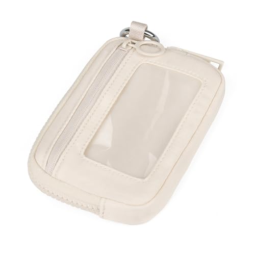 The Iris Wallet Zipper Mini Coin Purse Keychain ID Holder Wallet - color: Beige