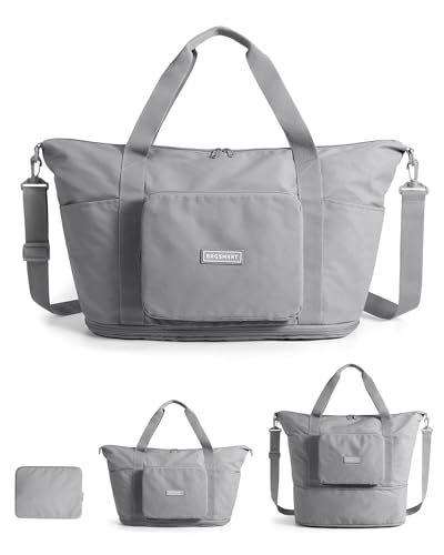 BAGSMART Foldable Travel Bag, 37L Expandable Personal Item Bag, Gray - color: Grey