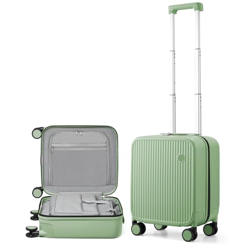 mixi Underseat Carry on Luggage 16 Inch Hardshell PC Suitcase with Spinner Wheels TSA Lock for Travel, Avocado Green - color: Avocado Green TSA2, size: 16-inch