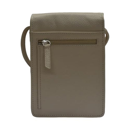 ili New York 6827 Genuine Leather Crossbody Organizer with RFID Blocking Lining - color: Taupe