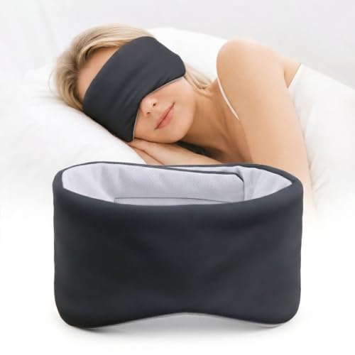 Sleep Mask for Women Men, Reversible Eye Mask Sleeping with Cozy & Cooling Sides, Adjustable Velcro Band, Blackout Face-Hugging Padded Eye Cover for Sleeping Travel Office, Black/White - color: Black+white