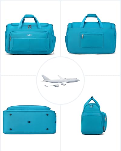 HanTrip 21 Inch Carry On Duffel Bag Overnight Tote Bags, Caribbean Blue - color: Caribbean Blue, size: Carry-on 21.5-Inch