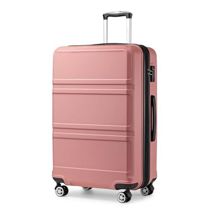 Kono 28 Inch Luggage Expandable Suitcase with Spinner Wheels TSA Lock - color: Nude/Rose Pink, size: 28-inch Large-checked