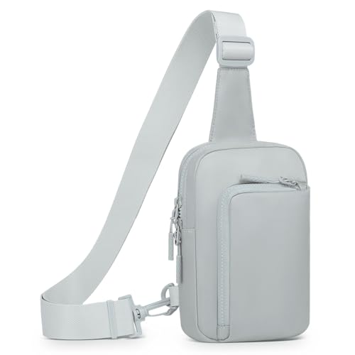 Mini Sling Bag for Men Women Fits for 6.3" Phone, Light Grey - color: 2 Pocket-light Grey
