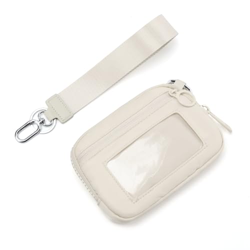 The Iris Wallet Zipper Mini Coin Purse Keychain ID Holder Wallet - color: Beige1