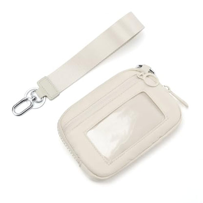 The Iris Wallet Zipper Mini Coin Purse Keychain ID Holder Wallet - color: Beige1