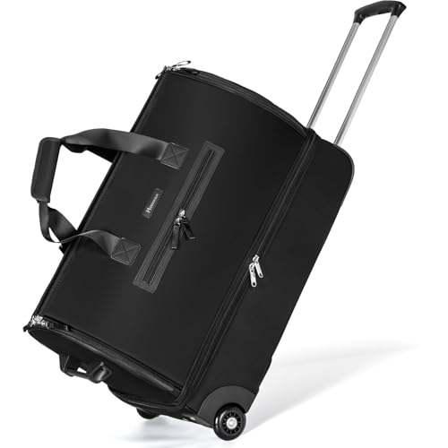 Modoker Convertible Garment Travel Bag with Trolley and Wheels, 25in Black - color: 25in-Rich black