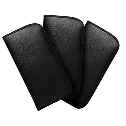 Calabria Slim Faux Leather Eyeglass Case Soft Slip-In Design [Black - 3 Pack] | Compact Protective Pouch | Soft Case for Glasses | Lightweight Sunglass Storage - color: Black (3-pack)